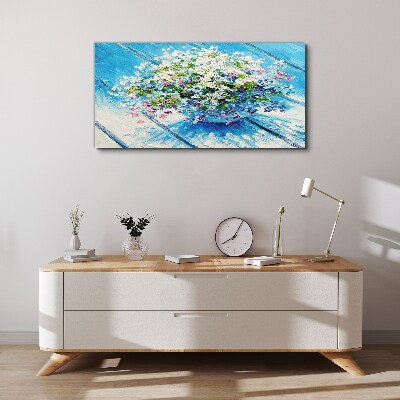 Floral composition on a blue background Canvas print