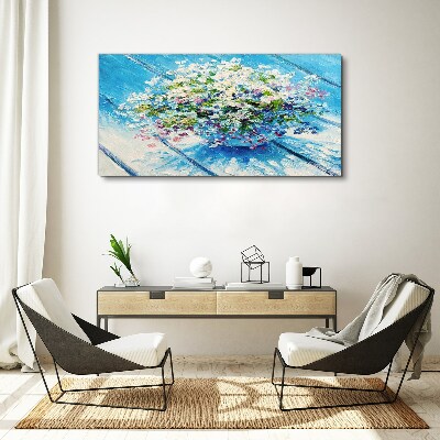 Floral composition on a blue background Canvas print