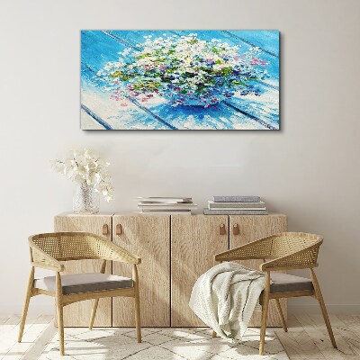 Floral composition on a blue background Canvas print