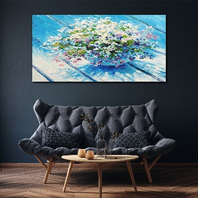 Floral composition on a blue background Canvas print