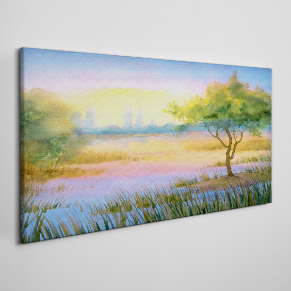 Morning calm by the lake Canvas print