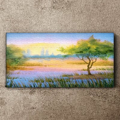 Morning calm by the lake Canvas print