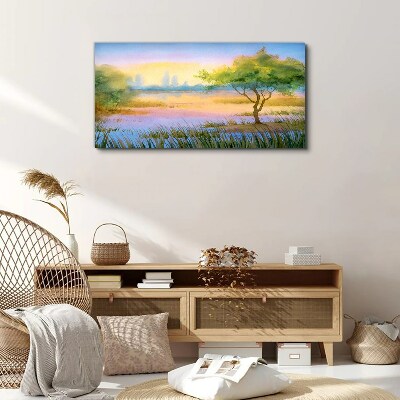 Morning calm by the lake Canvas print