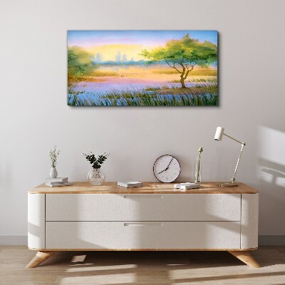 Morning calm by the lake Canvas print