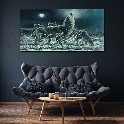 Wolves Under the Moon Canvas print
