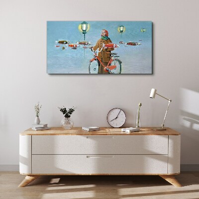 A cyclist's fish trip Canvas print
