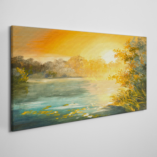 Golden hour on the river Canvas Wall art