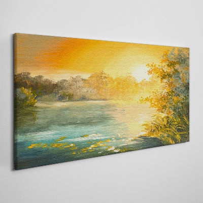 Golden hour on the river Canvas Wall art