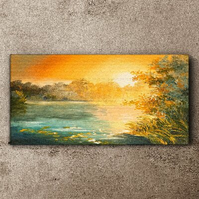 Golden hour on the river Canvas Wall art