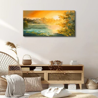 Golden hour on the river Canvas Wall art