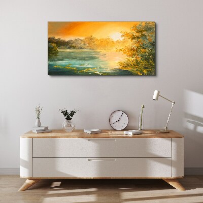 Golden hour on the river Canvas Wall art