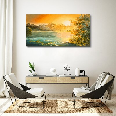 Golden hour on the river Canvas Wall art