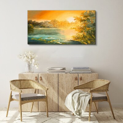 Golden hour on the river Canvas Wall art