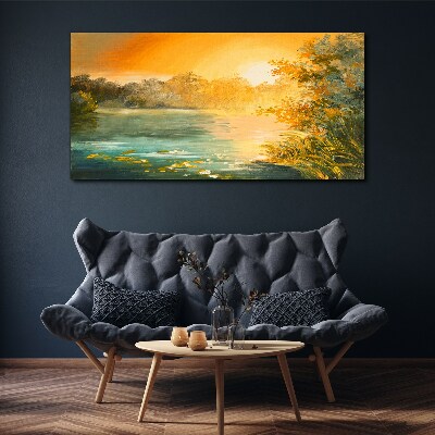 Golden hour on the river Canvas Wall art