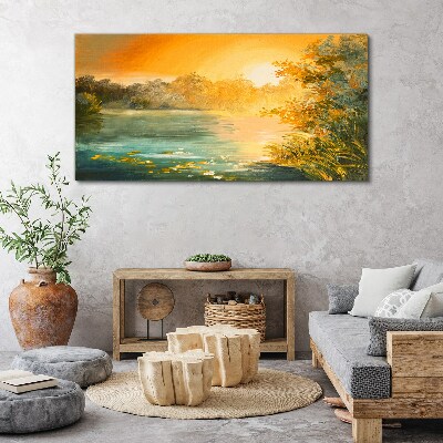 Golden hour on the river Canvas Wall art