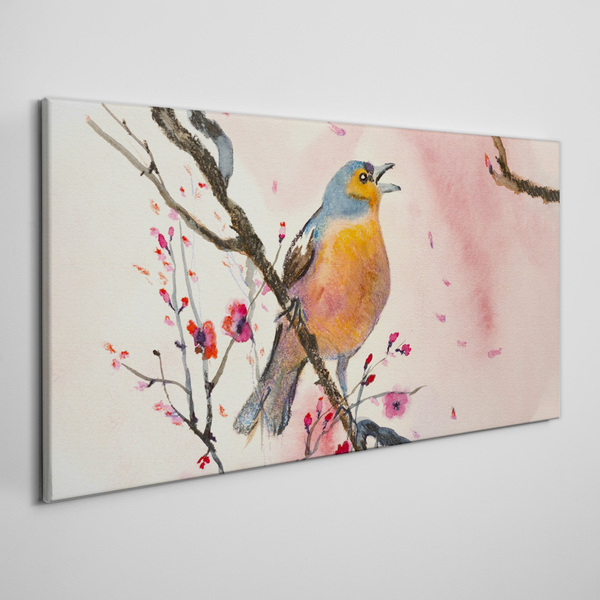 A singing bird in a spring landscape Canvas Wall art