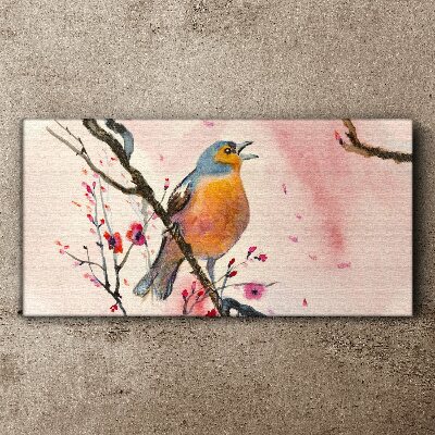 A singing bird in a spring landscape Canvas Wall art