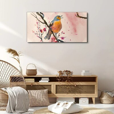 A singing bird in a spring landscape Canvas Wall art