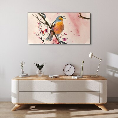 A singing bird in a spring landscape Canvas Wall art
