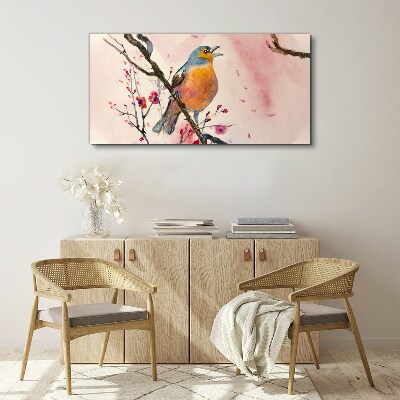 A singing bird in a spring landscape Canvas Wall art