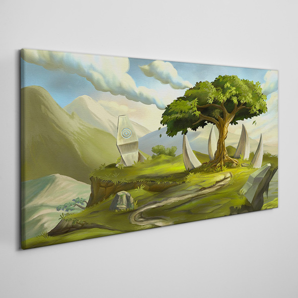 Green Oasis in the Mountain Landscape Canvas print