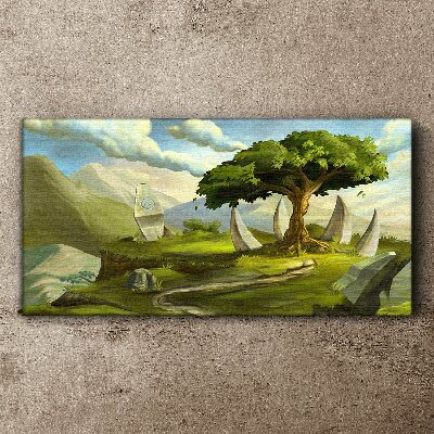Green Oasis in the Mountain Landscape Canvas print