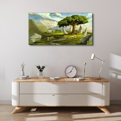 Green Oasis in the Mountain Landscape Canvas print