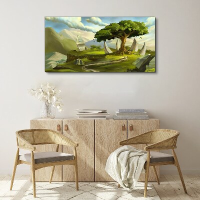 Green Oasis in the Mountain Landscape Canvas print
