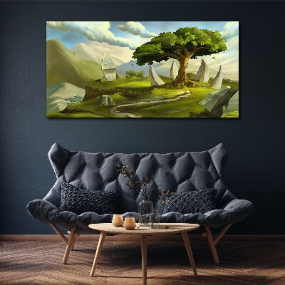 Green Oasis in the Mountain Landscape Canvas print