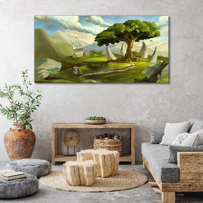 Green Oasis in the Mountain Landscape Canvas print