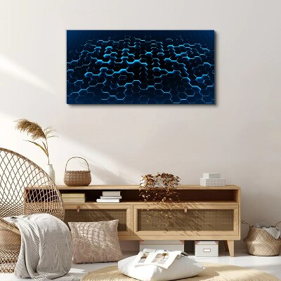 Blue Hexagonal Mesh Canvas print