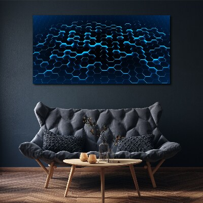 Blue Hexagonal Mesh Canvas print