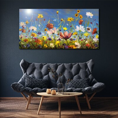 Painting flowers meadow Canvas print