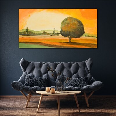 Landscape painting tree Canvas print