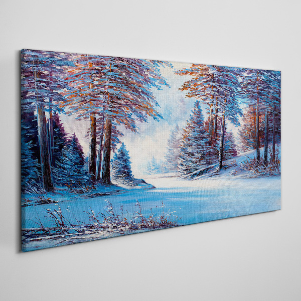 Winter landscape in blue Canvas print