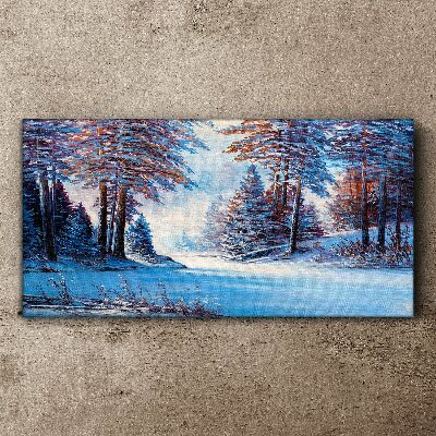 Winter landscape in blue Canvas print