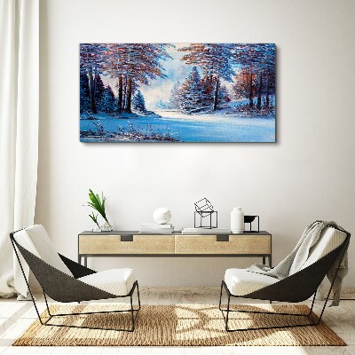 Winter landscape in blue Canvas print