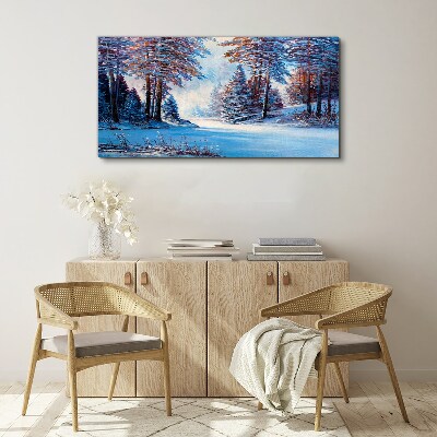 Winter landscape in blue Canvas print