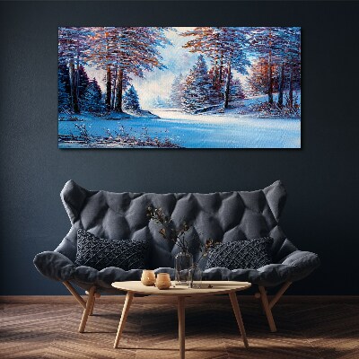 Winter landscape in blue Canvas print