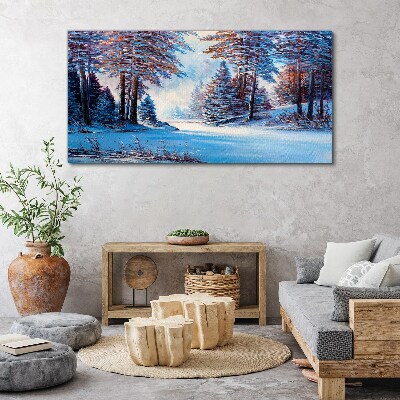 Winter landscape in blue Canvas print