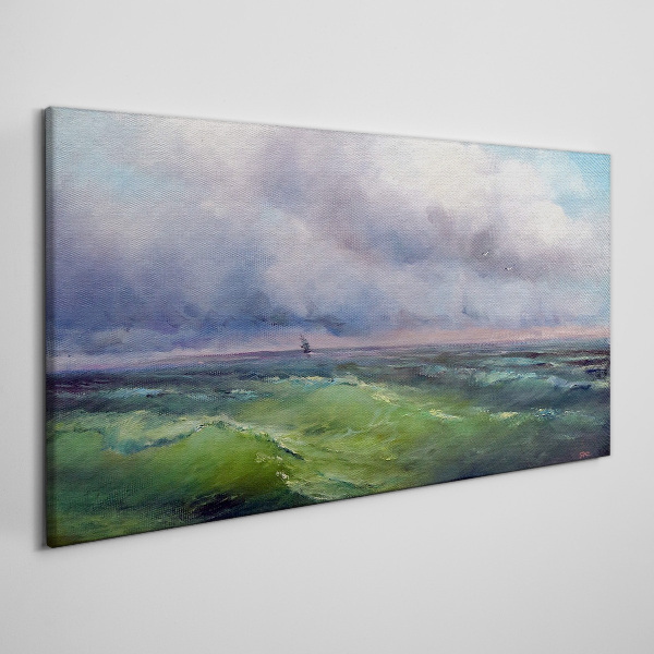Waves under stormy skies Canvas print