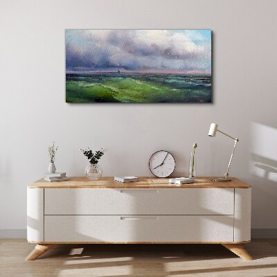 Waves under stormy skies Canvas print