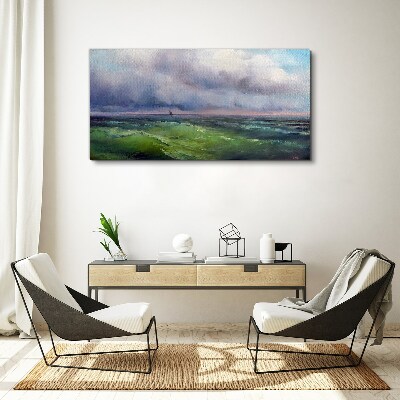Waves under stormy skies Canvas print