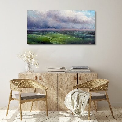 Waves under stormy skies Canvas print