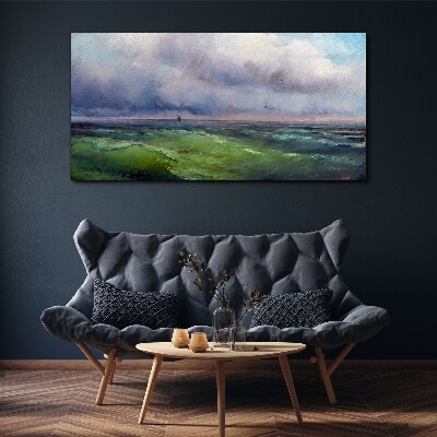 Waves under stormy skies Canvas print