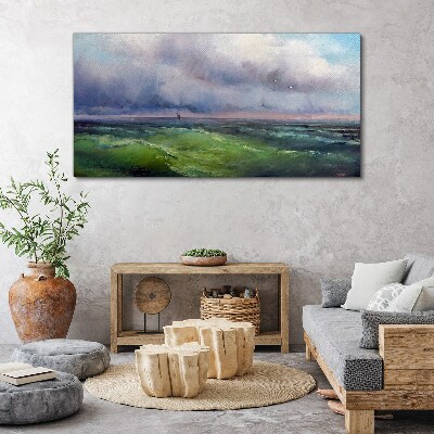 Waves under stormy skies Canvas print