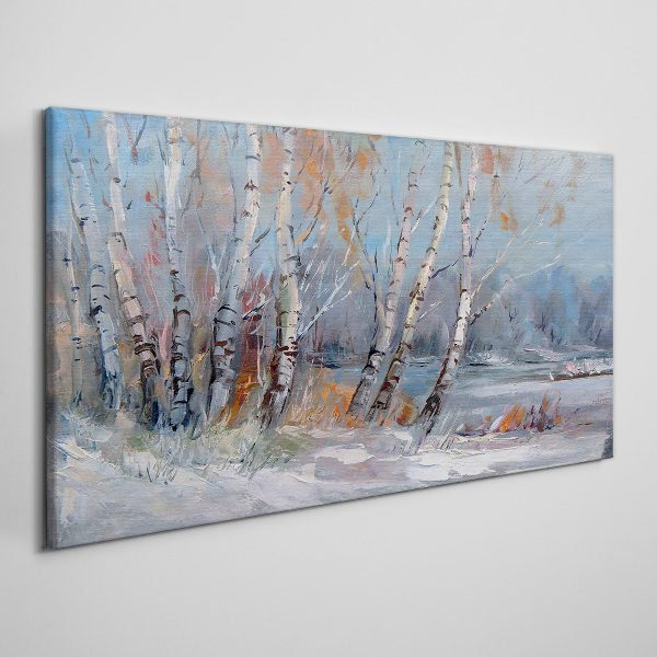Autumn birches by the river Canvas print