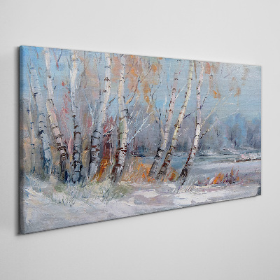 Autumn birches by the river Canvas print