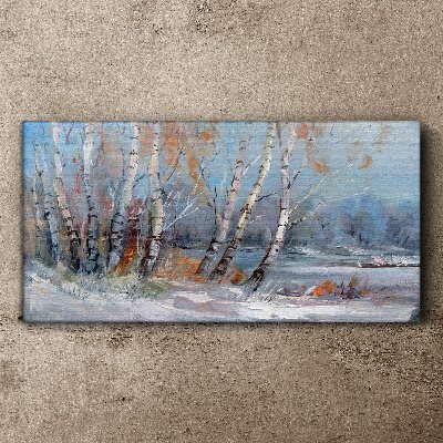 Autumn birches by the river Canvas print