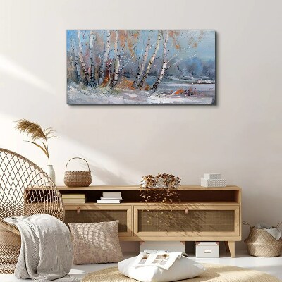 Autumn birches by the river Canvas print